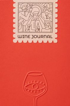 a stamp with an image of a wine glass and the words wine journal on it