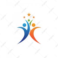 two people holding hands with stars in the middle of them logo for company or business