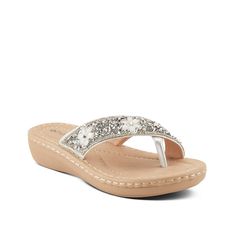 Patrizia-Masai Sandal Enjoy comfort and style with the Masai sandals by Patrizia by Spring Step. This pair features a laidback flip flop silhouette, detailed beading along the straps, and a slight wedge heel. Flip Flop, Wedge Heels, Metallic Silver, Flip Flops, Beading, Wedges, Shop Now, Sandals, Heels