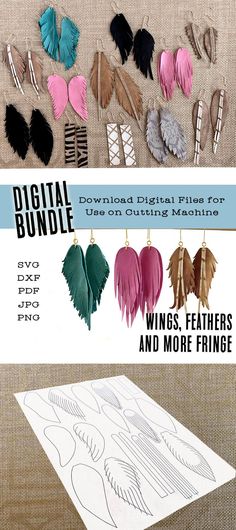 the digital bundle includes feathers, and more fringes for making paper art projects that are easy to make