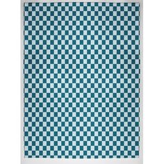 a blue and white checkered wall hanging