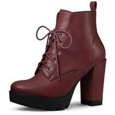 If you haven't got yourself a pair of platform ankle boots, what are you waiting for? Featuring a round toe, lace ups, side zip, cleated platform sole and a block heel. Style them up with a co-ord skirt set and beret.Platform Boots.Lace Up Boots.Chunky Heel.Round Toe.Vamp: PU; Outsole: TPR; Heel: ABS.Heel Height: 4 1/8 inches.ShaftHeight: 4 inches.Platform Height: 1 1/8 inches. Size: 7. Color: burgundy. Gender: female. Age Group: adult. Pattern: Solid. Lace Up Platform Boots, Women's Lace Up Boots, Casual Halloween, Bow Boots, Glitter Boots, Boots Chunky, Black Platform Boots, Platform Wedge Heels, Gogo Boots