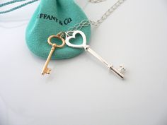 Overview:Offered for sale is a fantastic, very elegant, and super pretty Tiffany and Co. Silver Large Heart Key & 18K Gold Oval Key Combination Necklace. Wonderful necklace that fits a lifestyle on the go -- the necklace can be worn to almost any occasion! Hanging from its beautiful and very versatile 18.5 inch Tiffany & Co. sterling silver oval link chain are two gorgeous and classic Tiffany Keys! A Silver Large Heart Key AND an 18K Rose Gold Oval key - awesome and versatile statement p Tiffany Key, Heart Key, Large Heart, Heart And Key, Key Necklace, Soothing Sounds, Tiffany And Co, Heart Nails, 18k Rose Gold