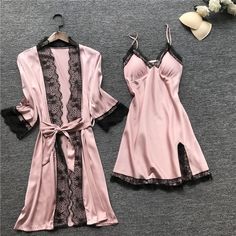 Satin Sleepwear, Lace Set, Women's Robe, Sleepwear Sets, Women Nightwear, Silk Pajamas, Pajama Set Women, Lingerie Collection, Lingerie Sleepwear