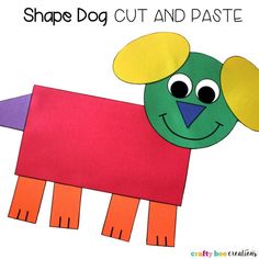 the shape dog cut and pastee craft for kids