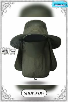 Fishing Hat for Men & Women, Outdoor Uv Sun Protection Wide Brim Hat with Face Cover & Neck Flap Dark Grey Windproof Wide Brim Hat For Camping, Green Visor Bucket Hat For Outdoor, Green Bucket Hat With Visor For Outdoor, Solid Color Windproof Summer Hat, Windproof Summer Fishing Hat, Windproof Wide Brim Sun Hat For Fishing, Summer Fishing Windproof Hat, Summer Windproof Fishing Hat, Windproof Wide Brim Hat For Summer