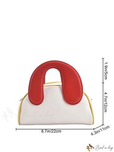 BirdinBag - Stylish Colorblock Dome Bag with Contrast Binding White Rectangular School Box Bag, White Tote Box Bag With Adjustable Handle, White Top Handle Box Bag With Adjustable Handle, White Shoulder Box Bag With Adjustable Handle, Trendy White Box Bag With Handles, Trendy White Box Bag, White Rectangular Shoulder Bag With Adjustable Handle, White Top Handle Satchel For School, White Satchel Box Bag With Adjustable Handle