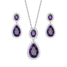 Gatsby Earrings, Dangle Necklace, Purple Gems, Earring Sets, Cartilage Earrings Hoop, Zirconia Necklace, Cubic Zirconia Necklace, Dangle Necklaces, Gem Necklace