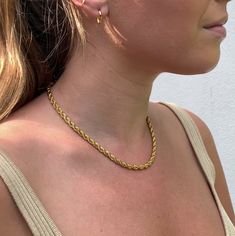 RONNIE GOLD ROPE CHAIN NECKLACE | WATERPROOF JEWELRY Gold Rope Chains, Rope Chain Necklace, Necklace Craft, Waterproof Jewelry, Rope Chain, Gold Chain, Choker, Chain Necklace, 18k Gold