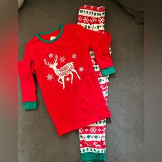 Youth Size 12 Christmas Pajama Top & Bottom Never Worn However Tags Are Off Family Matching Red Christmas Sets, Family Matching Holiday Red Sleepwear, Festive Family Matching Red Sleepwear, Red Christmas Pajama Party Set, Playful Christmas Sleepover Sets, Red Holiday Sets For Sleepover, Red Holiday Bedtime Sets, Red Winter Sleepover Sets, Red Festive Winter Sleepwear