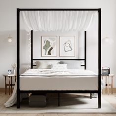 PRICES MAY VARY. Modern & Stylish - This lovely metal minimalist canopy bed looks preferred in your room. You can hang your wonderful decorative lights on the sturdy frame. Strong Support - The upgraded thick frame and wooden slats provide a stronger structure and can support up to 800 lbs., giving you a good night's sleep without shaking. Extra Storage - Looking for a bed with storage space? The 12.4" under-bed clearance provides extra storage space and miscellaneous items fit in, making it the Metal Canopy Bed Frame, Full Size Canopy Bed, Queen Size Canopy Bed, Black Canopy Bed, Bed Frame Modern, Apartment Styling, Metal Canopy Bed, Canopy Bed Frame, Metal Canopy