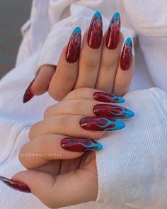 Dark Acrylic Nails, Blood Nails, Chevron Nails, Simple Acrylic Nails, Nail Art Ombre, Opi Nails, Dope Nails