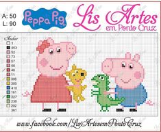 the cross stitch pattern for peppa pig and her friends