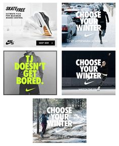 the nike ad is displayed in four different styles