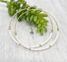 White Beads Hoop Earrings, Beaded Hoop Earrings, Dainty Bead Hoop Earrings, Dangle Gold Earrings, Minimalist Big Hoop Earrings, Gold Hoop - Etsy White 14k Gold Filled Hoop Earrings, Handmade White 14k Gold Filled Hoop Earrings, Handmade 14k Gold Filled White Hoop Earrings, 14k Gold Filled Beaded Hoop Earrings, Minimalist Everyday Jewelry With Dangling Beads, Everyday Minimalist Jewelry With Dangling Beads, Minimalist Jewelry With Dangling Round Beads, Everyday Hoop Earrings With Tiny Beads, White Hoop Jewelry With Tiny Beads