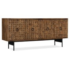 Swanston Credenza-Furniture - Storage-High Fashion Home Solid Wood Tv Stand, Sale Home, Hardware Pulls, Tv Stand Wood, Hooker Furniture, High Fashion Home, Media Console, Home Entertainment, Brown Wood