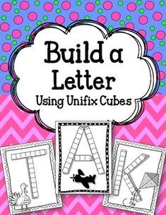 a pink and blue background with the words build a letter using unifix cubes