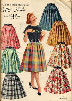 50's skirts Old Timey Outfits, Leslie Williams, Mode Rockabilly, Vintage Outfits 50s, Fashion Through The Decades, Cotton Skirts, Circle Skirts, 1950 Fashion