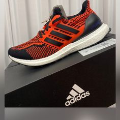 Mens 8 Adidas Ultra Boost 5.0 Dna "Black/Solar Red" New With Box Red Fade-resistant Training Sneakers, Dynamic Red Fade-resistant Running Shoes, Red Low-top Fade-resistant Running Shoes, Red Running Shoes With Boost Midsole For Training, Dynamic Red Adidas Sneakers, Red Fade-resistant Running Sneakers, Red Adidas Breathable Sneakers, Red Breathable Adidas Sneakers, Adidas Red Running Shoes For Streetwear