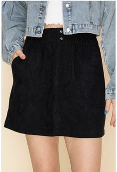 Navy corduroy skirt Comfortable Skirts, Rose Boutique, Skirt With Pockets, Corduroy Skirt, Skirts With Pockets, Button Detail, Simple Outfits, Denim Skirt, Stylish Outfits