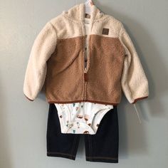 Carters 3pc Matching Set (Onesie, Jeans, Zip Up) 12 Months Smoke Free Household! Make Me An Offer, I Love Offers!! Questions? Leave A Comment Below! Casual Cream Sets For Playwear, Casual Cream Playwear Sets, Cute Beige Playtime Sets, Playful Cream Cotton Sets, Thanksgiving Baby, Animal Print Outfits, Carters Girl, Purple Outfits