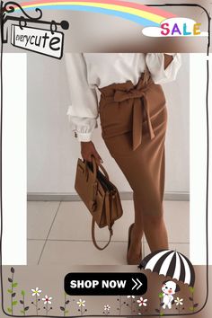 Coffee Ol High Waist Bodycon Skirt with Belt Skirt With Belt, Bodycon Skirt, Body Con Skirt, Petticoat, High Waist, High Waisted, Skirt, Coffee