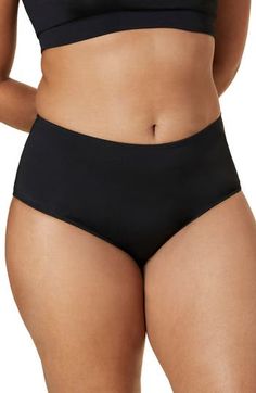 Feel your best by the water wearing these versatile bikini bottoms with a high waist. Moderate back coverage 80% recycled nylon, 20% spandex Hand wash, dry flat Imported Shaping Solid Shapewear For Beach, Solid Color High Waist Shapewear Swimwear, Shapewear Swimwear With Contoured Waistband, Shapewear Swimwear With High-cut Leg And Wide Waistband, Shapewear Swimwear With Wide Waistband And High-cut Leg, High Waist Stretch Swimwear Shapewear, Compressive High Waist Shapewear Swimwear, Solid Full Coverage Beach Bottoms, Elastane Swimwear Briefs With Wide Waistband