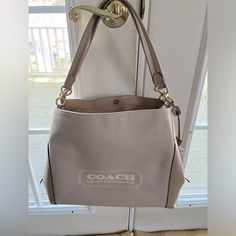 Coach Badge Jacquard Dalton 31 Shoulder Bag. Brand New With Tags. With Satin Dust Bag. Chalk Taupe. Provides Ample Space For All Your Belongings With A Timeless Look. A Fresh Design And Well Made. Coach Beige Tote Bag, Taupe Tote Bag With Handle Drop, Coach Beige Bucket Bag, Coach Beige Bags With Leather Handles, Taupe Bags With Handle Drop For Shopping, Shopping Bag With Handle Drop In Taupe, Elegant Neutral Bag For Errands, Coach Cream Bag With Leather Handles, Coach Bag In Neutral Color For Everyday Use