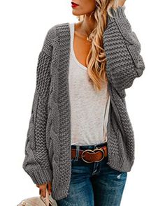 PRICES MAY VARY. Made of high quality knitted material, soft, cozy and comfortable to wear Womens cardigan sweaters feature in open front, cable knit, long sleeve, oversized loose fit style, solid color, chunky knit sweater cardigans Oversized cardigan sweaters for women nicely paired with jeans, joggers, sweatpants, boots, sexy heels or sneakers in spring, fall, winter Stylish cardigan suits for casual daily life, home, school, office, outdoor, party, work, vacation, holiday, Thanksgiving Day, Womens Chunky Cardigan, Oversized Sweater Coat, Oversized Sweater Cardigan, Oversized Knit Cardigan, Cardigan Casual, Outwear Coat, Knitting Women Cardigan, Cardigan Sweaters, Chunky Cardigan