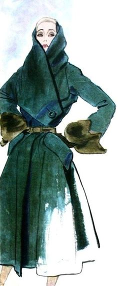 Christian Dior... #Shibumi #inspiration Spring Outfit Women, Vintage Sketches, Mantel Cape, Dior Collection, Fashion Illustration Vintage, Fashion Sketchbook, Dior Fashion, Illustration Vintage, Vestidos Vintage