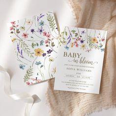 Wildflowers Baby in Bloom Baby Shower Invitation | Zazzle Flower Baby Shower Theme, Bebe Shower, Baby In Bloom, Fav Food, Summer Baby Shower, Baby Shower Invitation Template