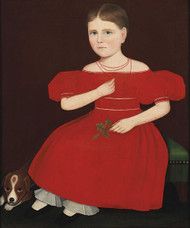 Young girl in a red dress with a dog lying at her feet. A timeless addition to your home in a frame or gallery wrapped. Explore more of our Ammi Phillips collection.</str..Price: $25.25