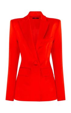 Banks Duchess Silk Satin Blazer by Alex Perry | Moda Operandi Bright Blazer, Military Style Coats, Satin Blazer, Unique Sweaters, Alex Perry, Beach Dresses Summer, Military Style Jackets, Crop Top Sweatshirt, Cocktail Evening Dresses