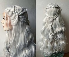 Fairy Wig, Fantasy Wig, Targaryen Hair, Daena Targaryen, Dragon Cosplay, Medieval Hairstyles, Wig Blonde, Front Braids, Fairy Hair