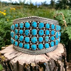 Merle House Kingman Turquoise Sterling Silver Cuff Bracelet. It measures 2 1/8 inches wide with an inside circumference of 5 7/8 inches and a gap of just over 1 1/8 inches. Signed by artist and stamped sterling silver.  Thank you for checking out my store, if you have any questions please contact me!!    Exported By ExportYourStore :) SKU:459982525893_9B74* Native Jewelry, Sterling Silver Cuff Bracelet, Kingman Turquoise, Sterling Silver Cuff, Silver Cuff Bracelet, Silver Cuff, Turquoise Sterling Silver, Cuff Bracelet, Cuff