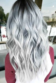 Grey Ombre Hair Ideas to Rock this Year ★ See more: http://lovehairstyles.com/grey-ombre-hair-ideas/ Silver Ombre Hair, Grey Hair Color Silver, Grey Ombre Hair, Silver White Hair, Silver Grey Hair, Platinum Hair, Ombre Hair Color