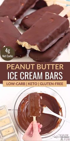 the peanut butter ice cream bars are made with low carb keto and gluten - free