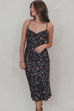 Midnight plum floral sleeveless, cross-back satin midi dress Material is Viscose Hang to dry SHOP THE LOOK Small Medium Large Length 42.5" 43.5" 44.5" Bust 15" 16" 17" Midnight Plum, Party Bottoms, Amazing Lace, Satin Midi Dress, Shop The Look, Romper Dress, Maxi Dress Party, Western Dresses, Floral Sleeveless