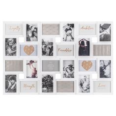 a collage of photos with the word love written in gold and silver on it