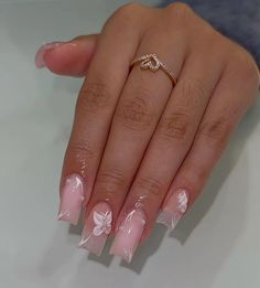 Quinceanera Nails, Girly Acrylic Nails, Her Nails, Short Square Acrylic Nails, Unique Acrylic Nails, Bling Acrylic Nails, Acrylic Nails Coffin Short, Pink Acrylic Nails, Square Acrylic Nails