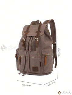 Bird in Bag - Classic Leather Trim Travel Backpack Travel Canvas Shoulder Bag For Back To School, Back To School Canvas Shoulder Bag For Travel, Outdoor Flap Backpack With Pockets, Casual Rectangular Leather Backpack For Outdoor, Casual Leather Satchel Backpack For Outdoors, Casual Brown Travel Backpack, Casual Outdoor Backpack With Flap, Casual Flap Backpack For Outdoor, Everyday Use Backpack With Pockets And Flap