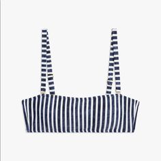 Brand New Size Small Vintage Blue Stripes Ties In Back Striped Tops For Poolside Summer, Chic Navy Summer Top, Chic Navy Tops For Vacation, Polka Dot Crop Top, White Corset Top, Denim Texture, Bohemian Tops, Swim Suit Bottoms, Navy Stripes