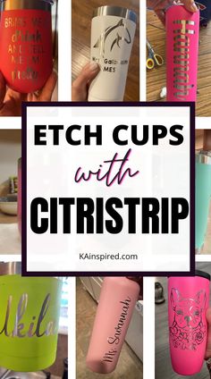 ETCH CUPS WITH CITRISTRIP Etching Glassware Diy, Teacher Gifts Diy, Easy Cricut Projects, Tumblers Ideas, Personalized Wine Tumbler, Cricut Explore Projects