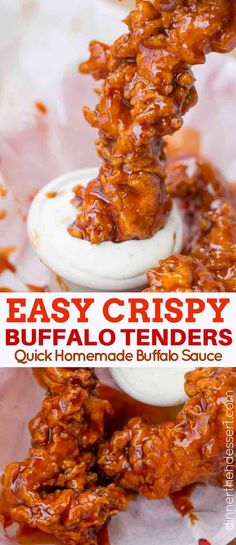 easy crispy buffalo chicken tenders recipe with ranch dressing