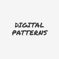 the words digital patterns written in black ink