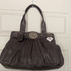 Style No. 13924! Handcrafted With Water And Stain Resistant Luxurious Lightweight Extremely Rare In Brand New With Tags Great Accessory For Ladies Who Enjoy Medium/Large Size Bags. Absolutely Sleek & Gorgeous In Rich Gray! Oozing With Class & Sophistication! Turnlock Top Closure W/ Zip Top Closure 3 Roomy Compartment In Beautiful Lavender Fabric Dual L Handle With 8” Drop. Large Leather Coach Embossed Hangtag Approx Measurement: 17” Widest (L) 10 1/2” (H) 6” (W) Comes With A Dust Bag Grey Handbag, Lavender Fabric, Large Leather Bag, Gray Handbags, Perfect Purse, Purple Bag, Oversized Bag, Satchel Tote Bag, Croc Leather