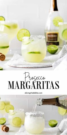 margarita cocktail with limes in the background