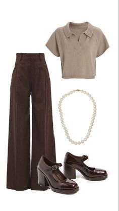 Mode Tips, Brown Pants, Swaggy Outfits, Mode Inspo, Wide Pants, Mode Vintage, Casual Style Outfits, Lookbook Outfits, Mode Inspiration