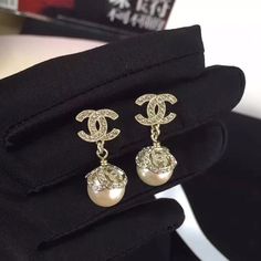 Chanel Crystal Pearl Dangle Earrings – LLBazar