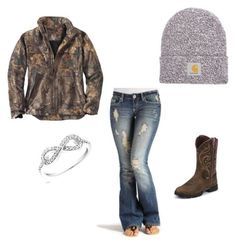 "Work today" by johndeerebabe on Polyvore featuring Carhartt, Justin Boots and Reeds Jewelers Country Closet, Winter Weekend, Country Clothing